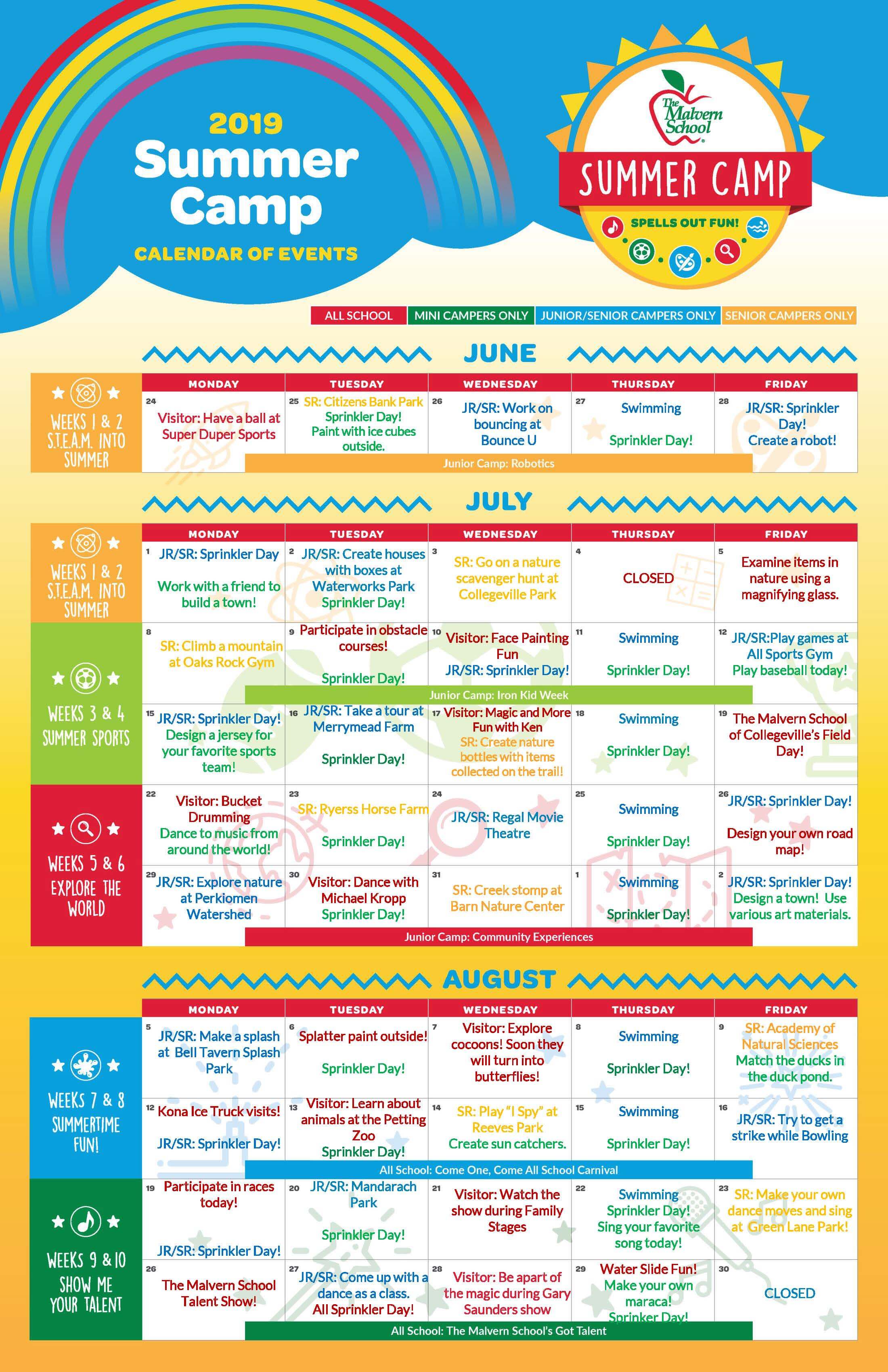 Summer Camp Daily Schedule